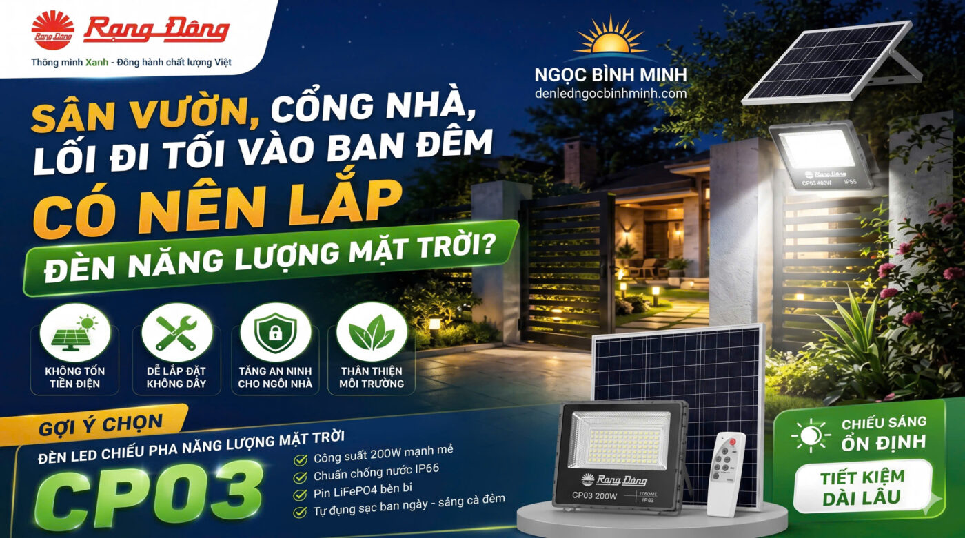 Sân vườn, cổng nhà, lối đi tối vào ban đêm: Có nên lắp đèn năng lượng mặt trời? Cùng đèn led Ngọc Bình Minh tìm hiểu